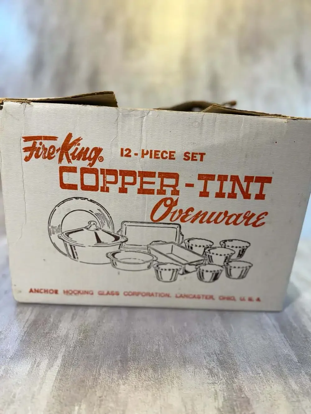 New‎ Vintage Fire King Copper Tint Ovenware Set Anchor Hocking 12 Piece Set